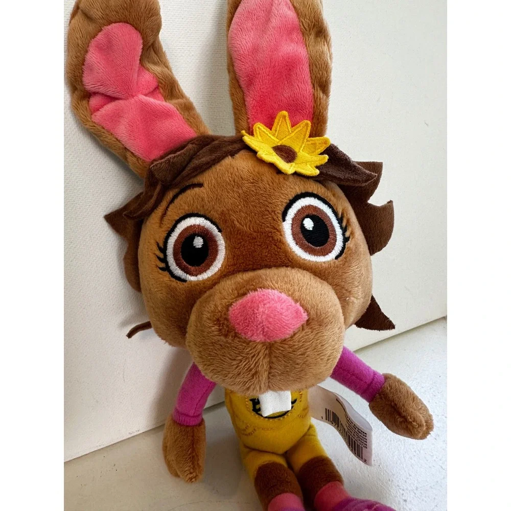 Chuck E Cheese Bella B Bunny Plush Toy Brown Rabbit Yellow Overalls 12.5 Inch